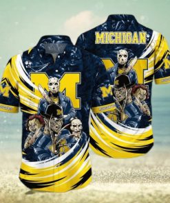 NCAA Michigan Wolverines Hawaiian Shirt Freddy Krueger Jason Voorhees Chucky