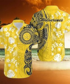 NCAA Michigan Wolverines Hawaiian Shirt Turtle Samoan Pattern