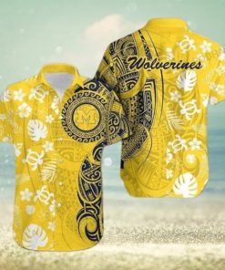 NCAA Michigan Wolverines Hawaiian Shirt Turtle Samoan Pattern