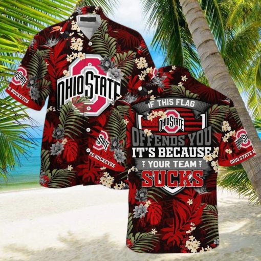 NCAA Ohio State Buckeyes Hawaiian Shirt Tropical Aloha If This Flag Offends You