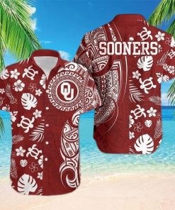 NCAA Oklahoma Sooners Hawaiian Shirt Turtle Tropical Palm Leaves Samoan Pattern