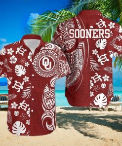 NCAA Oklahoma Sooners Hawaiian Shirt Turtle Tropical Palm Leaves Samoan Pattern