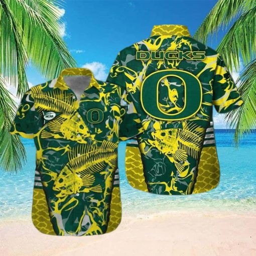 NCAA Oregon Ducks Hawaiian Shirt Fish Skeleton Gift For Him