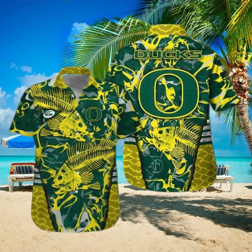 NCAA Oregon Ducks Hawaiian Shirt Fish Skeleton Gift For Him