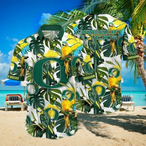 NCAA Oregon Ducks Hawaiian Shirt Palm Leaves Pattern Summer Beach Gift