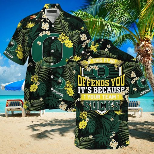 NCAA Oregon Ducks Hawaiian Shirt Tropical Aloha If This Flag Offends You