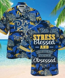 NCAA Pitt Panthers Hawaiian Shirt Tropical Leaves Stress Blessed Obsessed