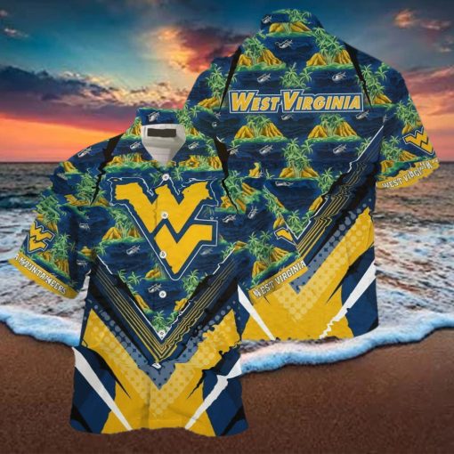 NCAA Virginia Mountaineers Hawaiian Shirt Palm Trees And Mountains Best Beach Gift