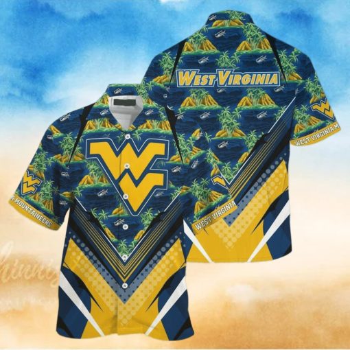 NCAA Virginia Mountaineers Hawaiian Shirt Palm Trees And Mountains Best Beach Gift