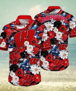 NCAA Wisconsin Badgers Hawaiian Shirt Gift For Beach Vacation hawaiian shirt