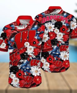 NCAA Wisconsin Badgers Hawaiian Shirt Gift For Beach Vacation hawaiian shirt