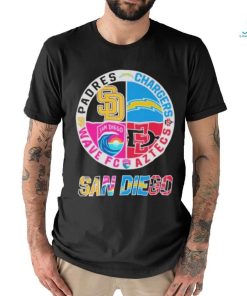 NEW San Diego Team Sport Padres Chargers Wave FC And Aztecs Unisex T Shirt