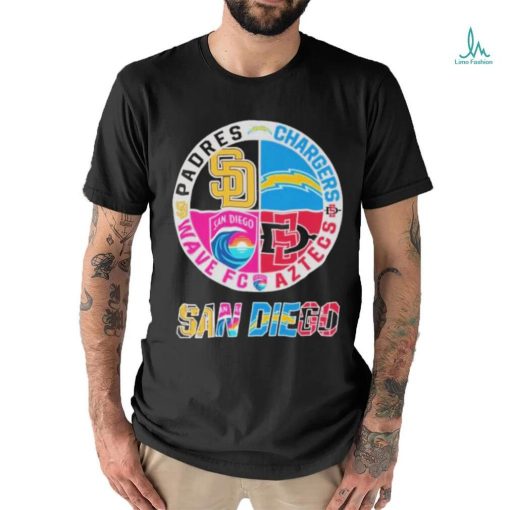 NEW San Diego Team Sport Padres Chargers Wave FC And Aztecs Unisex T Shirt