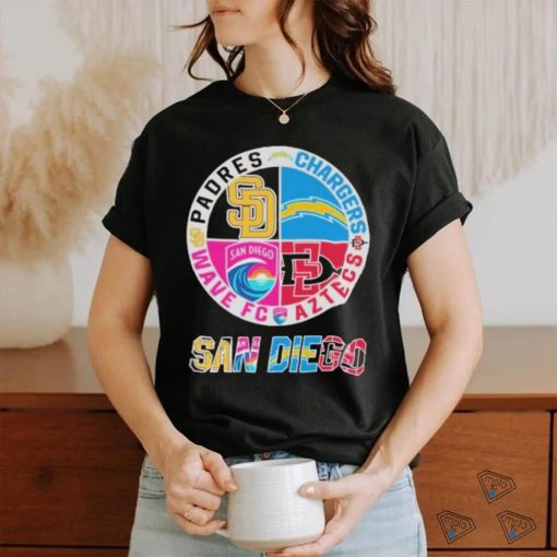 NEW San Diego Team Sport Padres Chargers Wave FC And Aztecs Unisex T Shirt