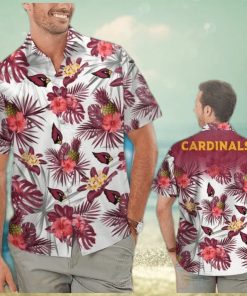 NFL Arizona Cardinals Hawaiian Shirt White Aloha Pink Hibiscus Flower Gift For Football Fans