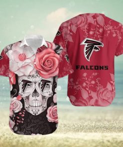 NFL Atlanta Falcons Hawaiian Shirt Rose Skull Summer Gift For Friend