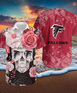 NFL Atlanta Falcons Hawaiian Shirt Rose Skull Summer Gift For Friend