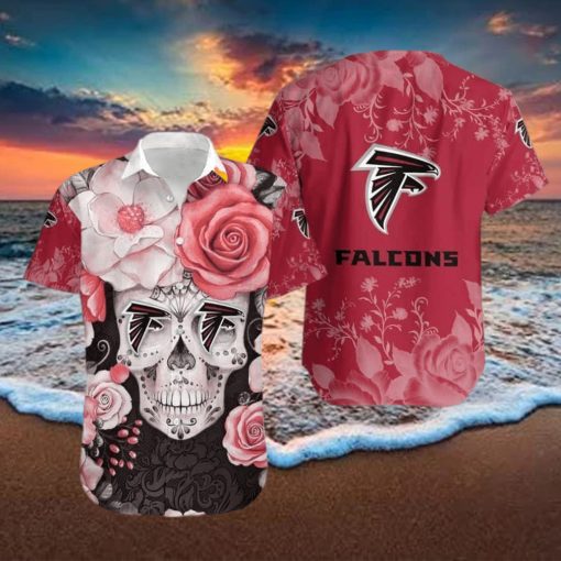 NFL Atlanta Falcons Hawaiian Shirt Rose Skull Summer Gift For Friend