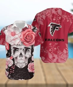 NFL Atlanta Falcons Hawaiian Shirt Rose Skull Summer Gift For Friend