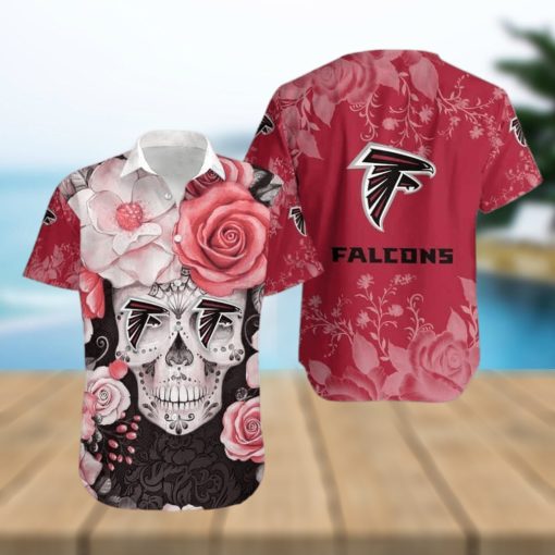 NFL Atlanta Falcons Hawaiian Shirt Rose Skull Summer Gift For Friend