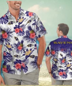 NFL Baltimore Ravens Hawaiian Shirt Hibiscus Flowers Summer Vacation Gift