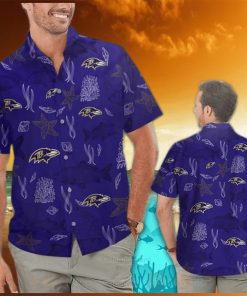 NFL Baltimore Ravens Hawaiian Shirt Sea Life Pattern Beach Gift For Him