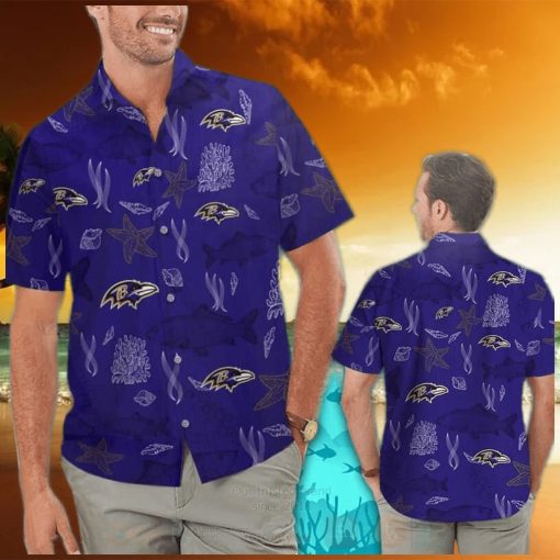 NFL Baltimore Ravens Hawaiian Shirt Sea Life Pattern Beach Gift For Him