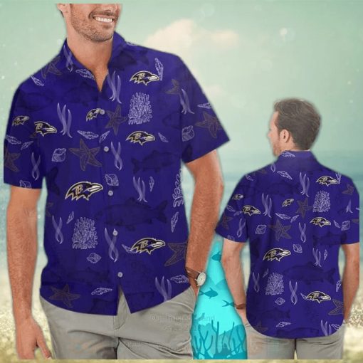 NFL Baltimore Ravens Hawaiian Shirt Sea Life Pattern Beach Gift For Him