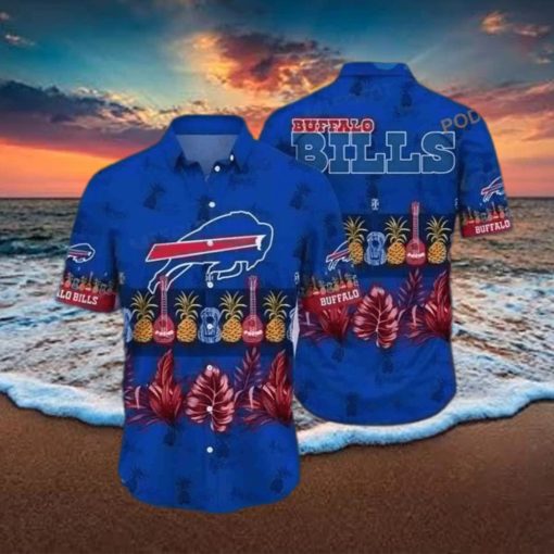 NFL Buffalo Bills Hawaiian Shirt Pineapple Guitar Tropical Palm Leaves