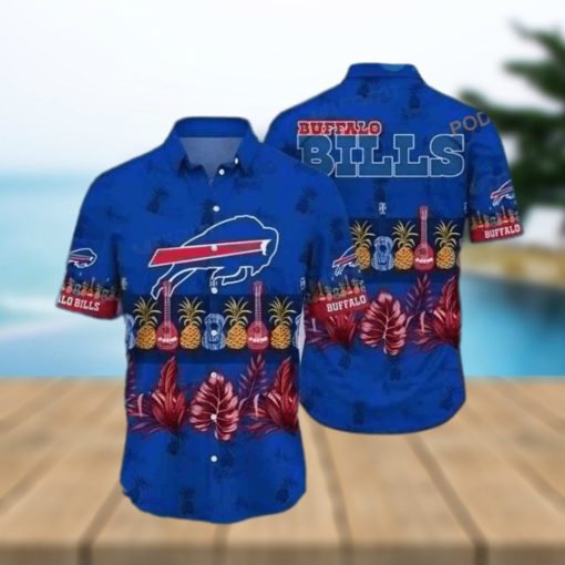 NFL Buffalo Bills Hawaiian Shirt Pineapple Guitar Tropical Palm Leaves