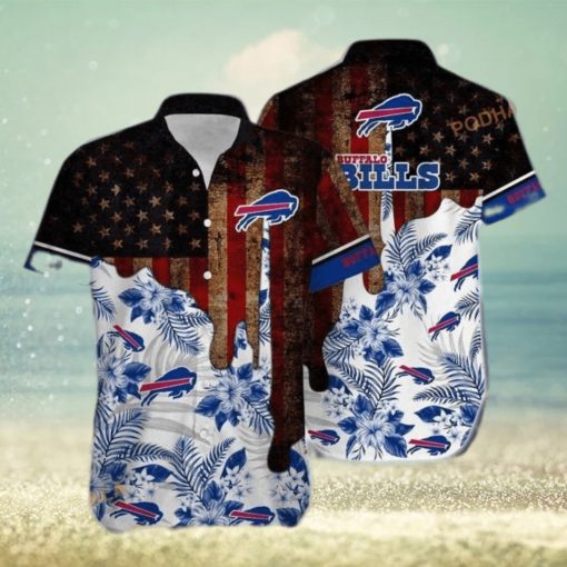 NFL Buffalo Bills Hawaiian Shirt Vintage US Flag Beach Gift For Friend