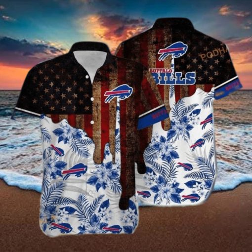 NFL Buffalo Bills Hawaiian Shirt Vintage US Flag Beach Gift For Friend