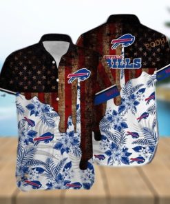 NFL Buffalo Bills Hawaiian Shirt Vintage US Flag Beach Gift For Friend