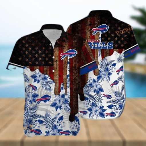 NFL Buffalo Bills Hawaiian Shirt Vintage US Flag Beach Gift For Friend