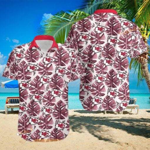 NFL Kansas City Chiefs Hawaiian Shirt Leaf   Logo Pattern Summer Beach Gift