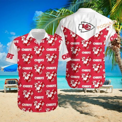 NFL Kansas City Chiefs Hawaiian Shirt Mickey and Flowers