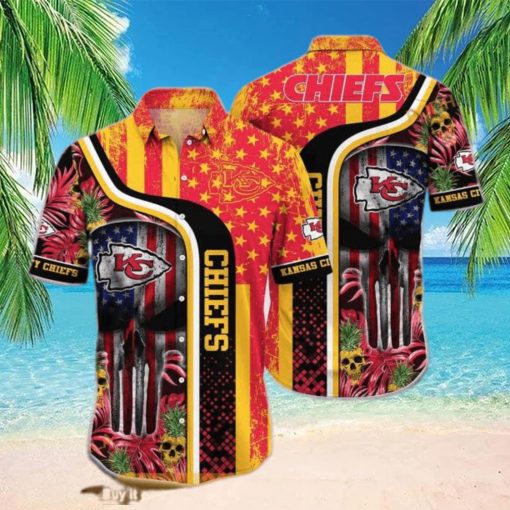 NFL Kansas City Chiefs Hawaiian Shirt Skull Tropical Beach Gift For Friend