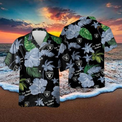 NFL Las Vegas Raiders Hawaiian Shirt  Hibiscus Flower Aloha Shirt