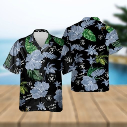 NFL Las Vegas Raiders Hawaiian Shirt  Hibiscus Flower Aloha Shirt