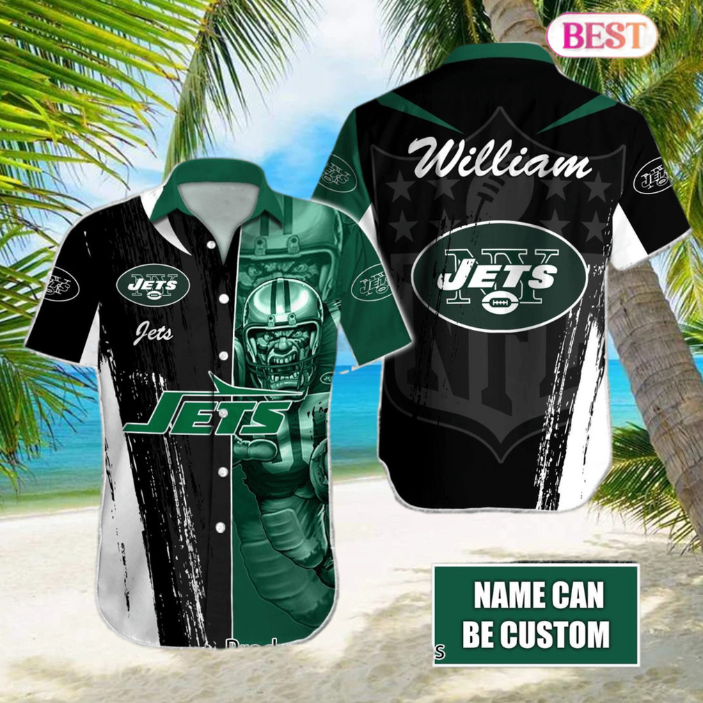 New York Jets NFL Graphic Tropical Pattern And US Flag Vintage