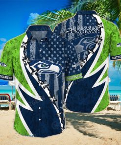 NFL Seattle Seahawks Hawaiian Shirt Graphic American Flag Print