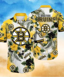 NHL Boston Bruins Hawaiian Shirt Hibiscus Flowers Pattern Beach Gift For Friend