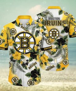 NHL Boston Bruins Hawaiian Shirt Hibiscus Flowers Pattern Beach Gift For Friend