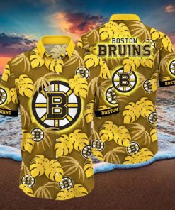 NHL Boston Bruins Hawaiian Shirt Palm Leaves Pattern Summer Beach Gift