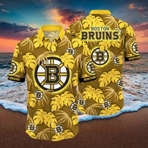 NHL Boston Bruins Hawaiian Shirt Palm Leaves Pattern Summer Beach Gift