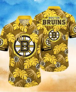 NHL Boston Bruins Hawaiian Shirt Palm Leaves Pattern Summer Beach Gift