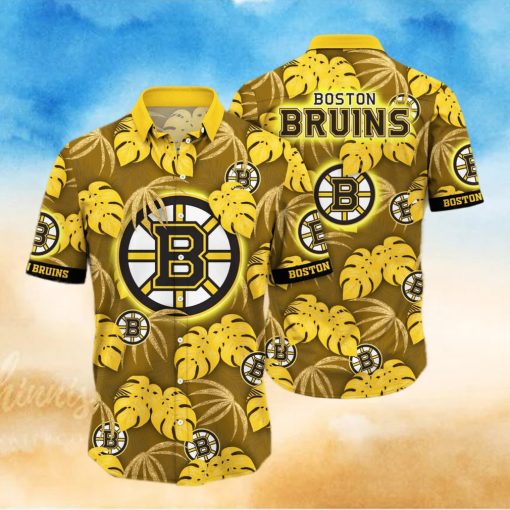 NHL Boston Bruins Hawaiian Shirt Palm Leaves Pattern Summer Beach Gift