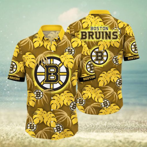 NHL Boston Bruins Hawaiian Shirt Palm Leaves Pattern Summer Beach Gift