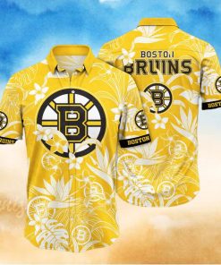 NHL Boston Bruins Hawaiian Shirt White Flower Pattern Summer Gift For Friend