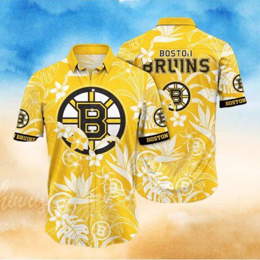 NHL Boston Bruins Hawaiian Shirt White Flower Pattern Summer Gift For Friend